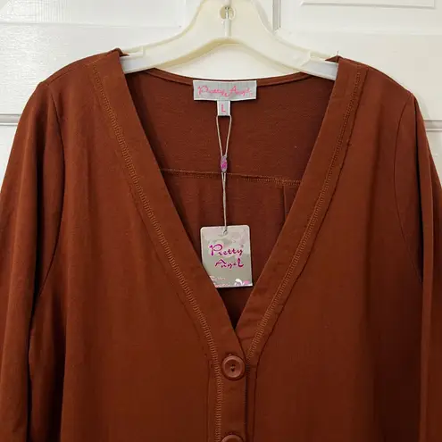 Pretty Angel NEW Lagenlook Chocolate Brown Linen Blend Cardigan Duster Logam L