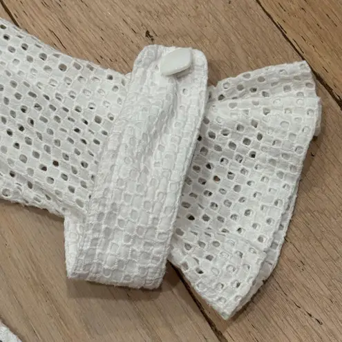 Clara Sun Woo White Eyelet Button Front Blazer lightweight jacket Women's Medium