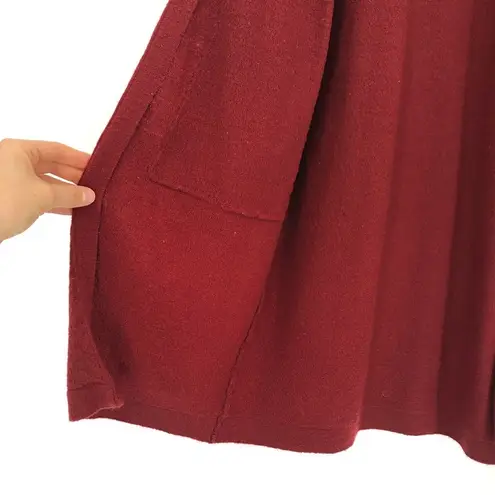MOUSSY Open Front Knit Wool Duster Cardigan Maroon Red OS Size undefined