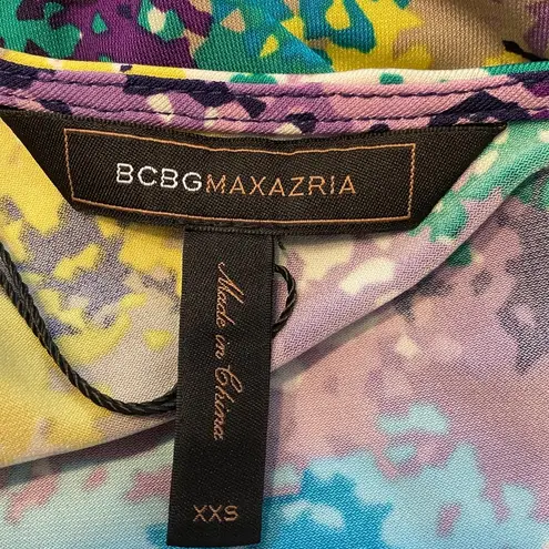 BCBG Max Azria one shoulder dress colorful ruched Size XXS