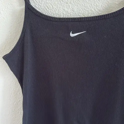Nike  Sportswear Essential Ribbed Dress Black Embroidered Logo Medium