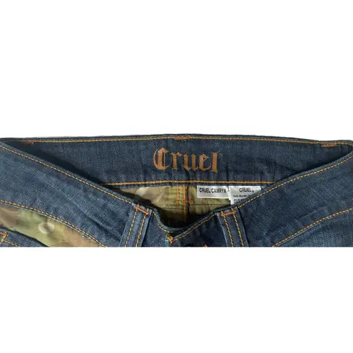 Cruel Girl Juniors CRUEL CAMRYN Camo Stud Detail Dark Denim Low Rise Boot Cut Stretch Sz 5S