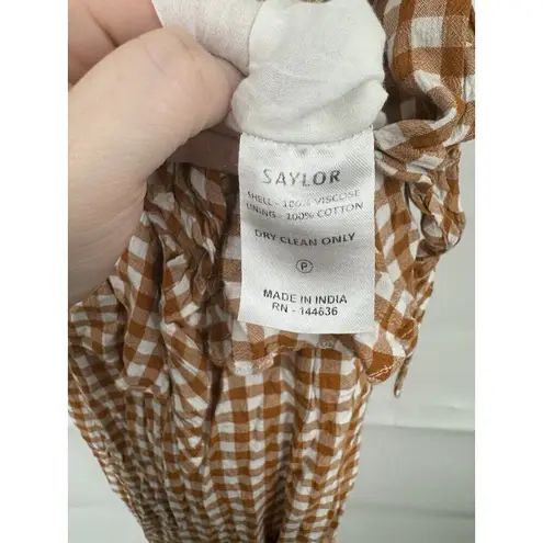 Saylor Jumpsuit Women Medium Orange White Bohemian Wide Leg Western Gingham RTR