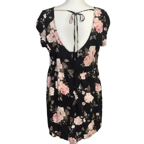 Bethany Mota Black Floral Mini Babydoll Dress NWOT