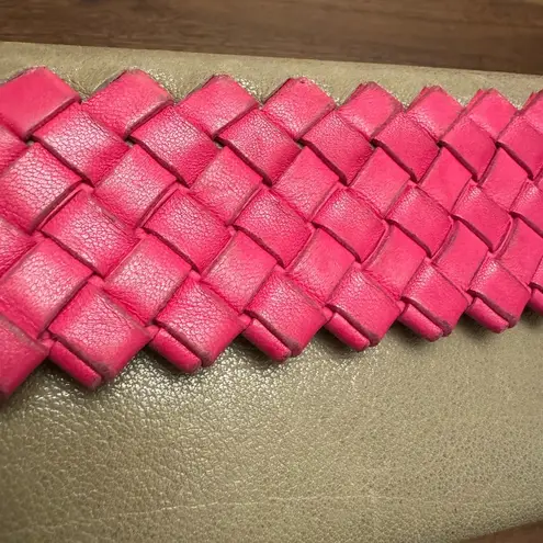 Bottega Veneta Taupe & Pink Long Wallet
