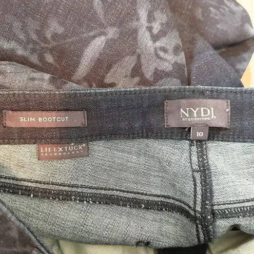 NYDJ Slim Bootcut Jeans Size 10 Bishop Floral Multi Laser Lift Tuck Technology