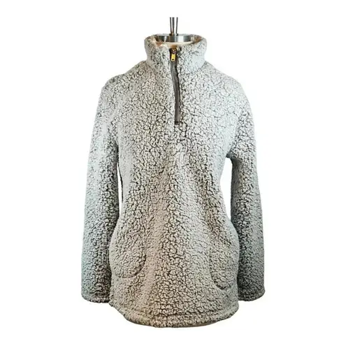 Love Tree  SHERPA‎ QUARTER ZIP FLEECE PULLOVER GRAY WHITE WOMEN'S SIZE SMALL