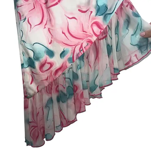 Kim Shui NWT Pink Silky Floral Cutout Bustier Top & Pink Silky Floral Midi Skirt