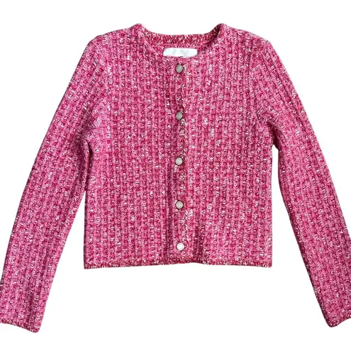 Fabienne Chapot Josh Tweed Cardigan in Pink Candy Size XS