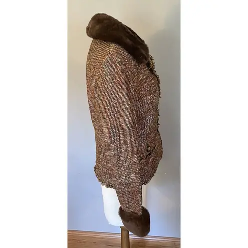 Bloomingdales VTG Penny Lane Sz 6 Bloomingdale’s Jacket Silk Rabbit Fur Mob Wife Blazer City