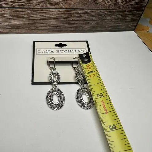 Dana Buchman Silver Tone Rhinestone Dangle Drop Pierced Earrings NWT