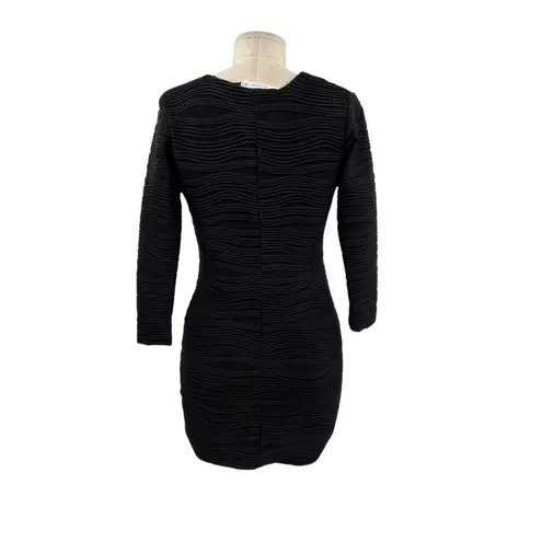 Bec & Bridge Textured Bodycon Mini Dress Ribbed Long Sleeve Black Size US 4