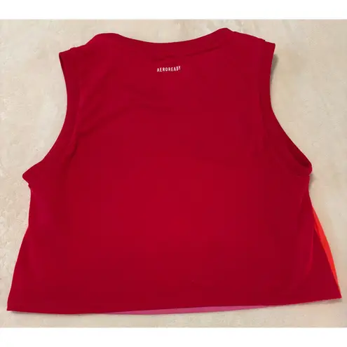 Farm Rio Adidas x  Red Pink Orange Tie-Dye Cropped Tank Top Small