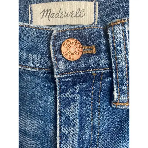 Madewell  Straight Crop High Rise Roger Wash Whiskered Distressed Jeans Size 25