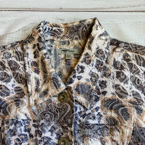 J. Bee Vintage Abstract Print Button Up Shirt Jacket Size L