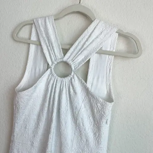 Opening Ceremony Textured White O-Ring Ruffle Hem Midi Dress