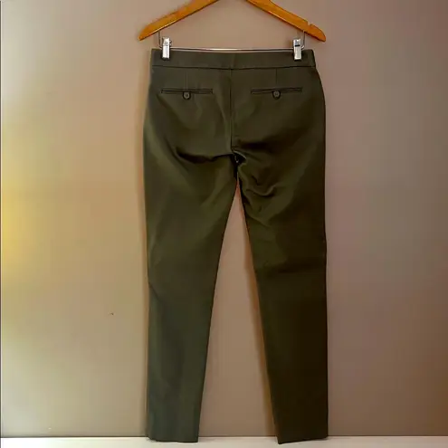 Club Monaco Emily Slim Fit Pants with Black Zipper Accents Olive Green size 4