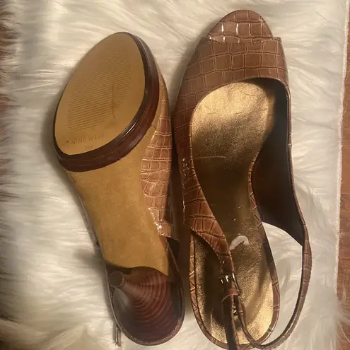 Nine West - NWT lt brown croc heels by 