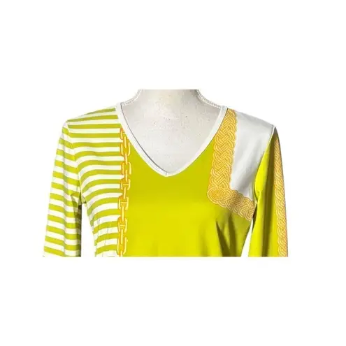 J. McLaughlin Top Size Small Catalina Cloth Green Chain Stripe 3/4 Sleeve Preppy - Image 4