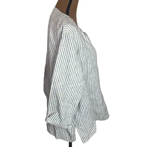 Poetry UK 100% linen striped boxy open front blazer jacket size 6