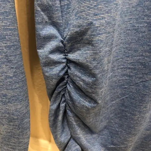 Lucy Ruched Long Sleeve Top Cosmic Blue Keyhole Athleisure Lounge Yoga Small