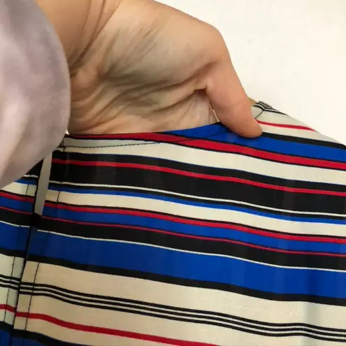 W5 NEW NWOT ANTHROPOLOGIE ANTHRO Blue Cream Red Striped Short Sleeve Work Blouse