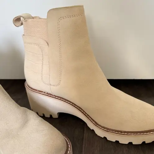 Dolce Vita Huey H2O Wide Booties, Dune Suede Tan | Size 8