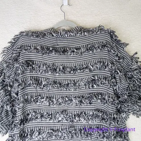 Vintage Paula Sweet sweater Jacket 100% cotton fringe, black white grey, size M Size M