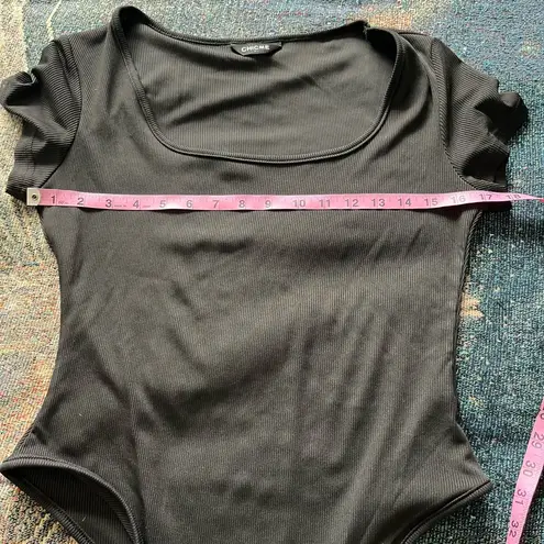 Chicme Black Ribbed Bodysuit Women’s Large Stretch Fitted One Piece Casual Chic