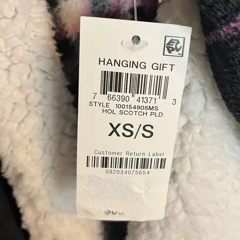 Jenni Intimates Women's XS/S Hooded Plaid Fleece Robe Multicolor Comfy Lounge Black