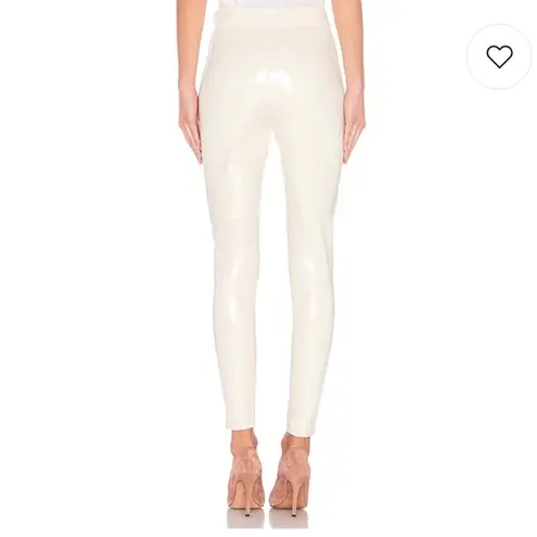 LPA Faux Leather Coated Pants Large White High Rise Slim Tapered Leg Leggings