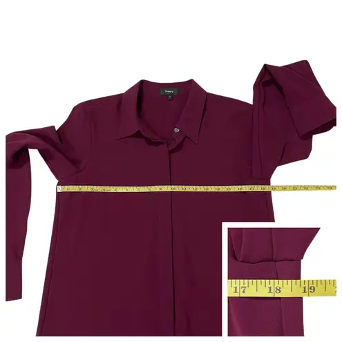 Theory  Sunaya Urban Crepe Shirt - Merlot - Small