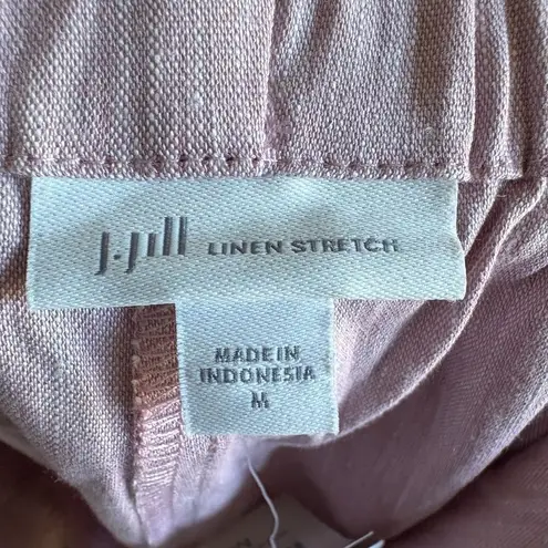 JJill Pants Womens Size M Lilac Elastic Waist Linen Stretch Textured Lightweight Pink Size M