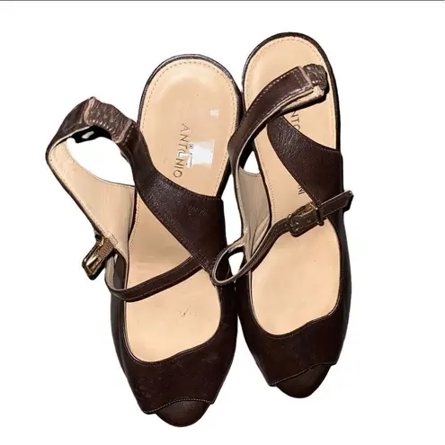 Michael Antonio Antonio Melani Brown Leather Sandals Size 9 M