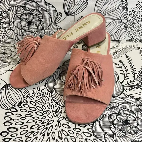 Anne Klein  Pink Suede Tassel Mule