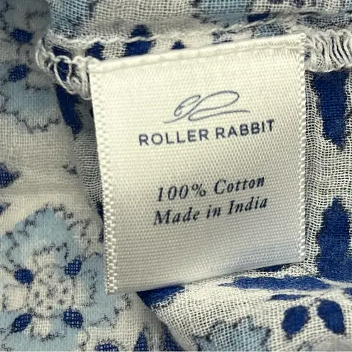 Roller Rabbit Roller Rabbit Blue White Floral Geometric Pattern 100% Cotton Top Small *FLAW
