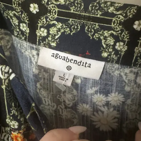 Agua Bendita Target - Floral Tile Print Flutter Sleeve Mini Dress Size L