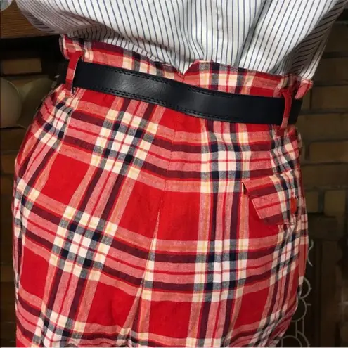 JJ FARGO RED & BLUE PLAID PLEATED VINTAGE SHORTS WITH BELT NWT (11/12/M) Size M