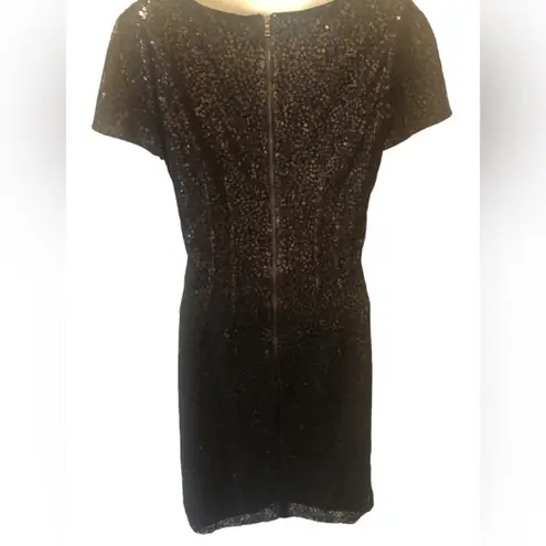 Elie Tahari Sequin Bodycon Cocktail Dress Sz. 10 Black Cap Sleeve Wedding Attire
