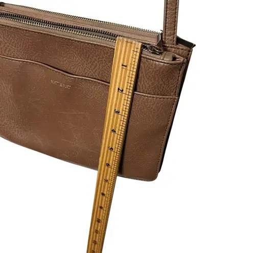 Matt & Nat Brown Vegan Leather Crossbody Front Middle Two Zipper Compartments