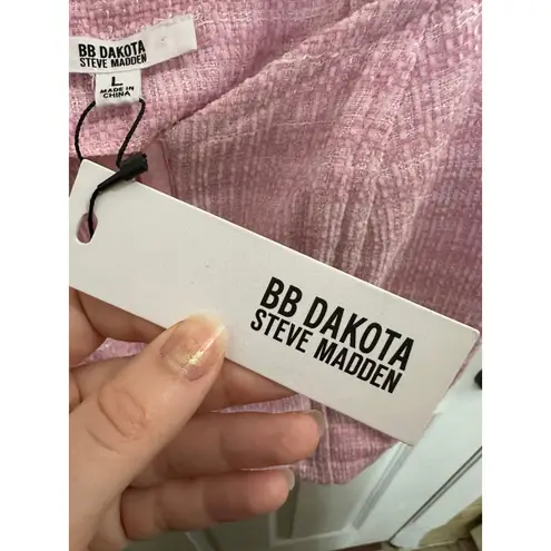 BB Dakota by Steve Madden NWT Bouclé Up Tweed Bustier Corset Crop Top Pink L Size L