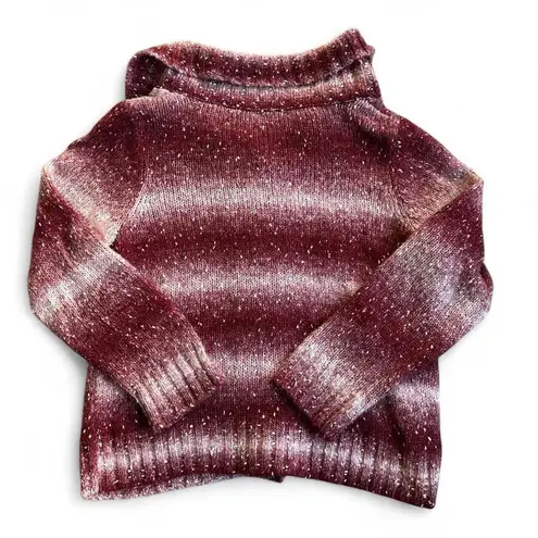 Christopher & Banks Womens Burgundy and White Speckled Cardigan Size Large