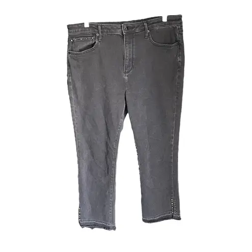 Driftwood - Amelia Black Studded Raw Hem Straight Crop Jeans Sz 33