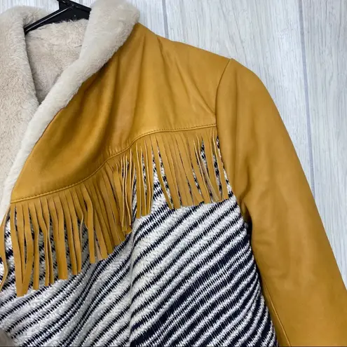 Nordstrom Chaser Leather Fringe Lined Jacket size S Small