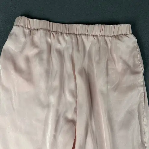Jason Wu M Light Pink Satin Lounge Pajama Pants White Trim Pull On Pockets