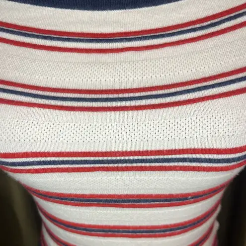 American Eagle Cropped off the shoulder red white and blue sweater T-shirt size medium