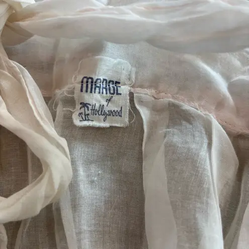 Handmade VINTAGE SHEER WHITE COTTON APRON~POCKET~PINK EYELET TRIM~MARGE OF HOLLYWOOD