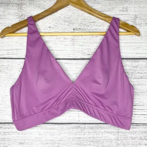 Joyspun Unlined Soft Brushed Plunge Bralette Bra Lilac Size Large Pink Purple