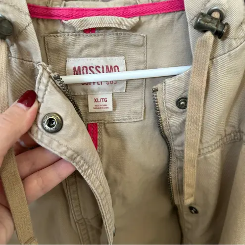 VINTAGE Mossimo Supply Beige Utility Jacket Spring Summer Light Layer Hood Tan Size XL