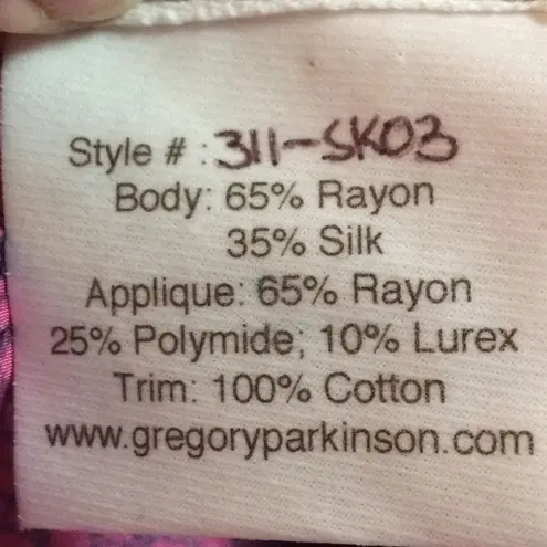 RARE Gregory Parkinson Patchwork Skirt in Pinks/Purples w/Black Lace Print